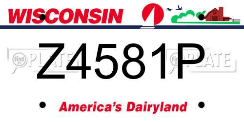 Z4581P Wisconsin License Plate