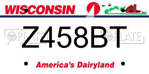 Z458BT Wisconsin License Plate