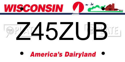 Z45ZUB Wisconsin License Plate