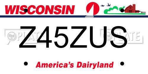 Z45ZUS Wisconsin License Plate