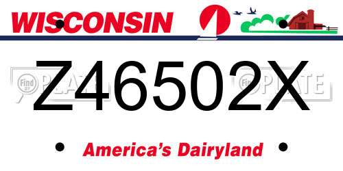 Z46502X Wisconsin License Plate