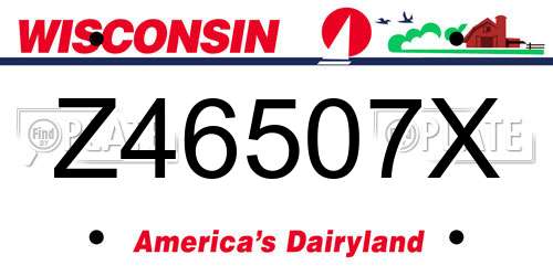 Z46507X Wisconsin License Plate