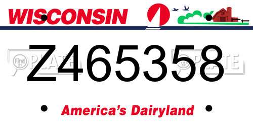 Z465358 Wisconsin License Plate