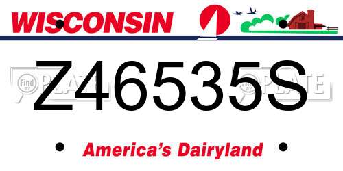 Z46535S Wisconsin License Plate