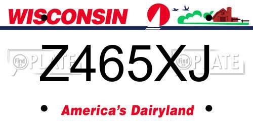 Z465XJ Wisconsin License Plate