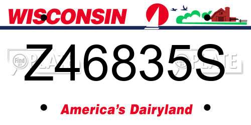 Z46835S Wisconsin License Plate