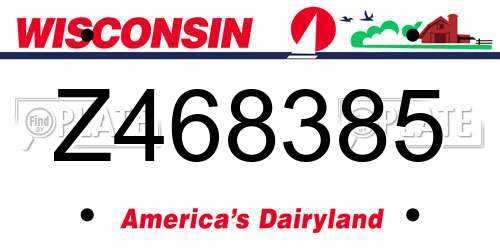 Z468385 Wisconsin License Plate