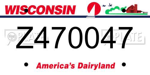 Z470047 Wisconsin License Plate