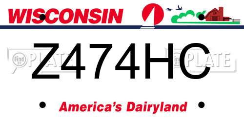 Z474HC Wisconsin License Plate