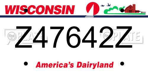 Z47642Z Wisconsin License Plate