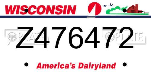 Z476472 Wisconsin License Plate