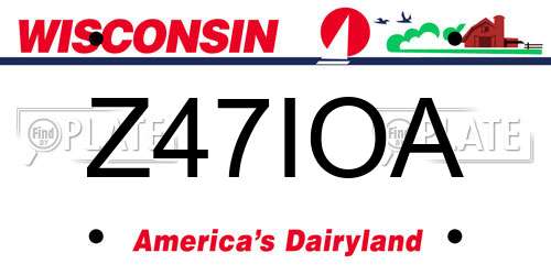 Z47IOA Wisconsin License Plate
