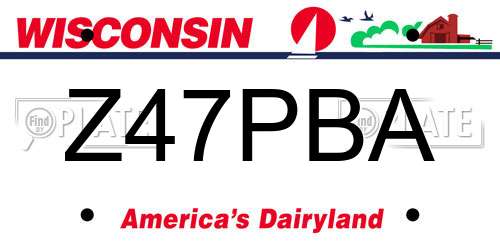 Z47PBA Wisconsin License Plate