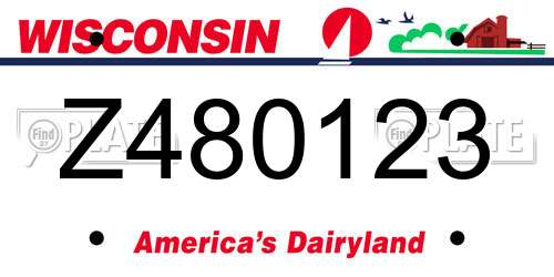 Z480123 Wisconsin License Plate