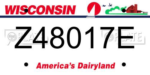 Z48017E Wisconsin License Plate