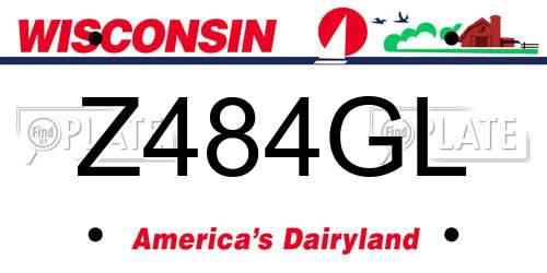 Z484GL Wisconsin License Plate