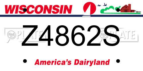Z4862S Wisconsin License Plate