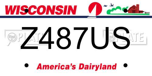 Z487US Wisconsin License Plate