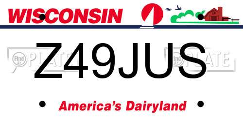 Z49JUS Wisconsin License Plate