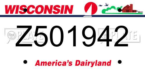 Z501942 Wisconsin License Plate