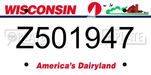 Z501947 Wisconsin License Plate