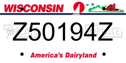 Z50194Z Wisconsin License Plate