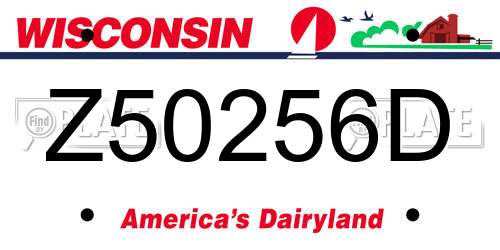 Z50256D Wisconsin License Plate