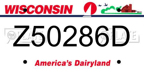 Z50286D Wisconsin License Plate
