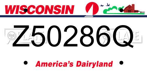 Z50286Q Wisconsin License Plate