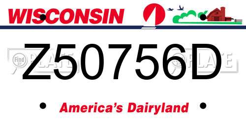 Z50756D Wisconsin License Plate