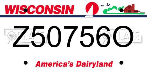 Z50756O Wisconsin License Plate