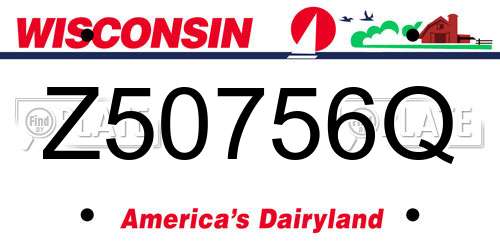 Z50756Q Wisconsin License Plate