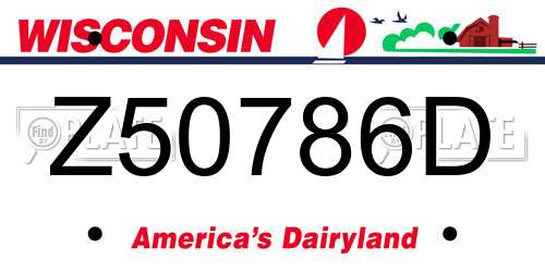 Z50786D Wisconsin License Plate