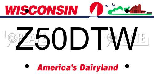 Z50DTW Wisconsin License Plate