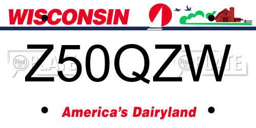 Z50QZW Wisconsin License Plate