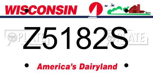 Z5182S Wisconsin License Plate