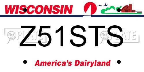 Z51STS Wisconsin License Plate
