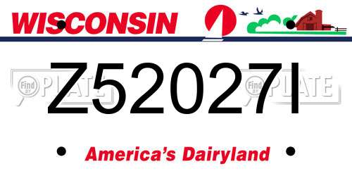 Z52027I Wisconsin License Plate