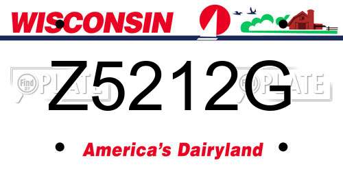 Z5212G Wisconsin License Plate