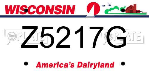 Z5217G Wisconsin License Plate