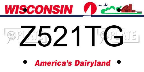 Z521TG Wisconsin License Plate