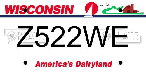 Z522WE Wisconsin License Plate