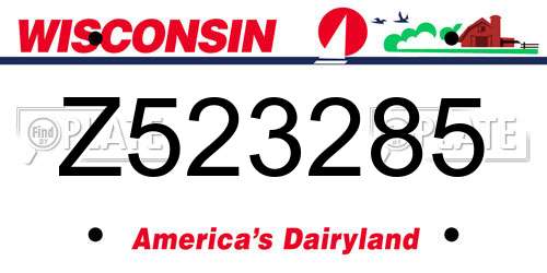 Z523285 Wisconsin License Plate
