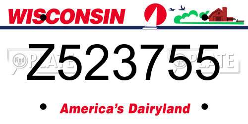 Z523755 Wisconsin License Plate