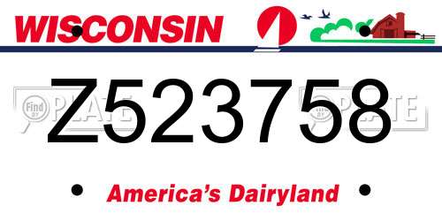 Z523758 Wisconsin License Plate