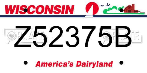 Z52375B Wisconsin License Plate