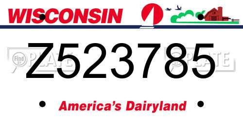 Z523785 Wisconsin License Plate
