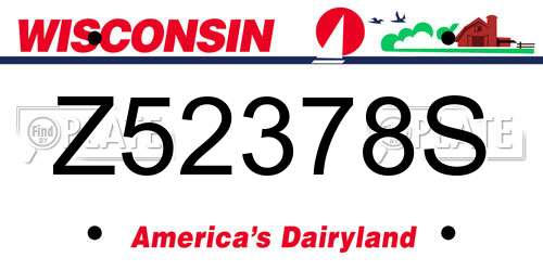 Z52378S Wisconsin License Plate