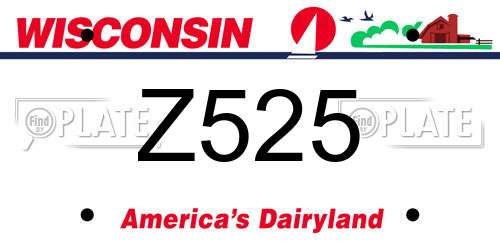 Z525 Wisconsin License Plate