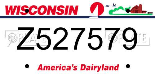 Z527579 Wisconsin License Plate